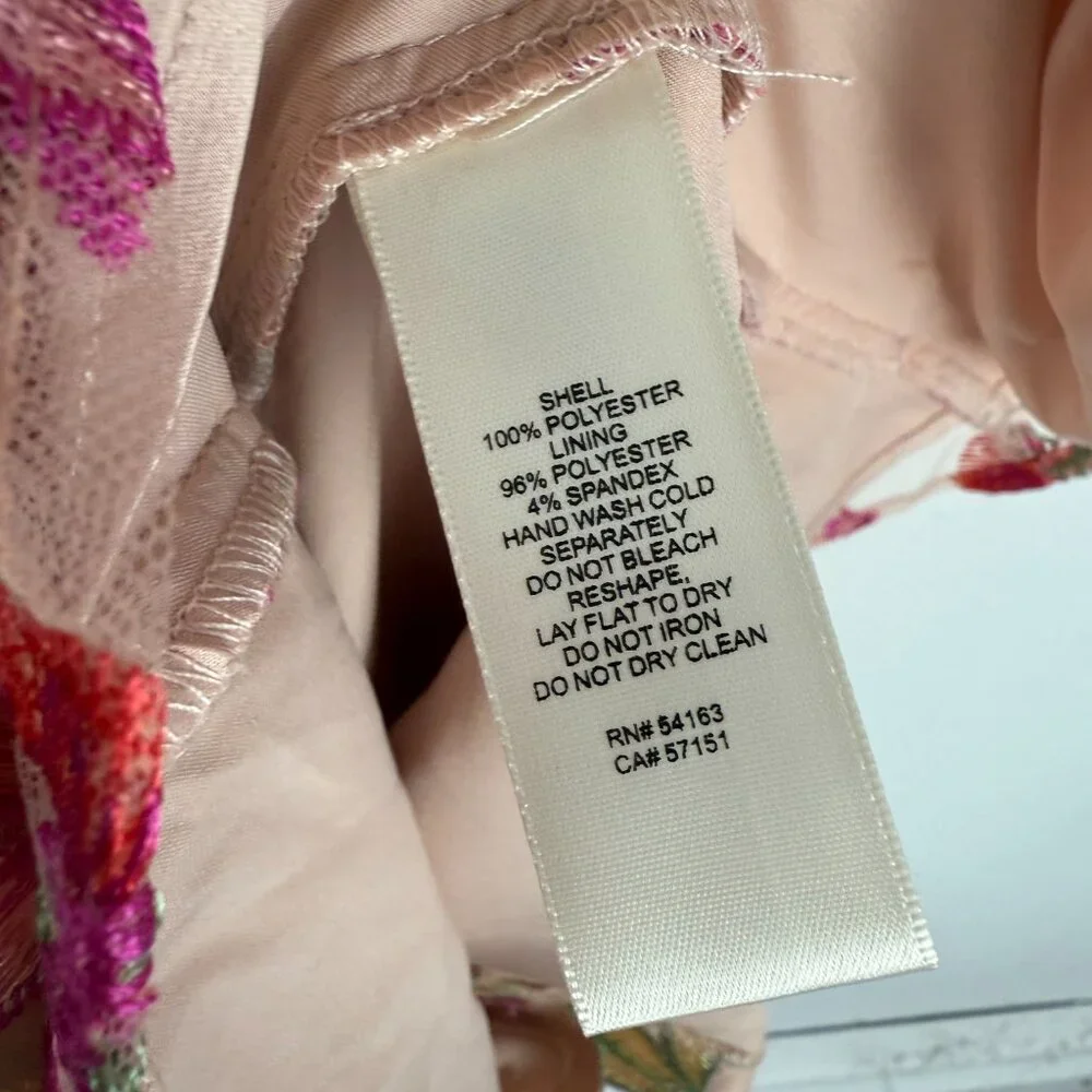 Eliza J Embroidered Sheath Dress Floral V-Neck Sleeveless Pink Size 6 EUC - Picture 7 of 16